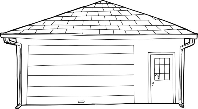 black and white garage building outline clip art preview