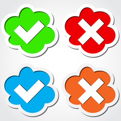 Icons in the form of a cloud with a cross and daw vector