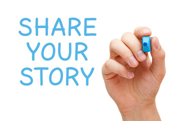 Share Your Story Blue Marker