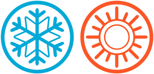 Fototapeta premium weather icons with sun and snowflake