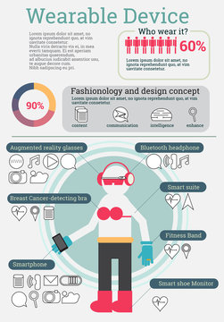 wearable technology infographics with data and icon vector illus