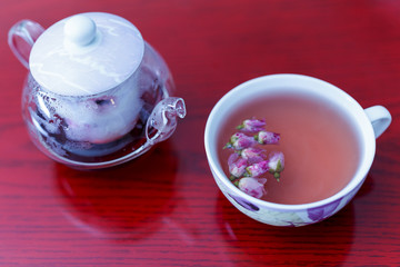 kettle and a cup of tea roses
