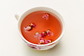 a cup of tea from the flowers of roses
