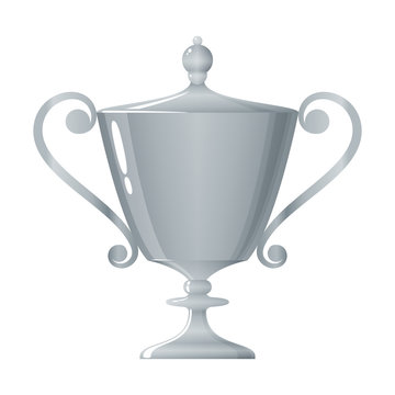 Cup of winner, silver trophy cup, vector illustration