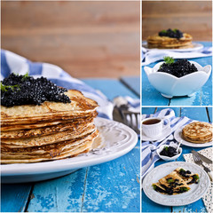 Collage of photos with pancakes