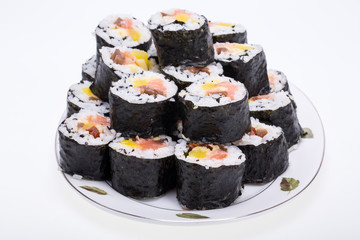 sushi fresh maki rolls isolated on white background