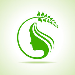 Eco icon with women face stock vector