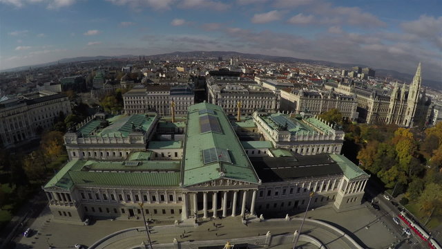 Bird's eye view on Austrian Parliament in Vienna.