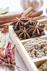 white wooden frame collection of spices