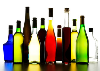 Collection wine and liqueur bottles © stevem