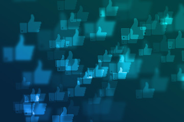 Blurred social network defocused background