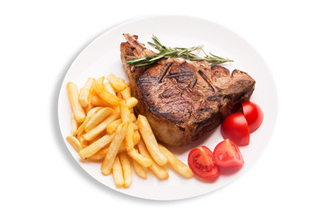 Grilled meat with vegetables and rosemary