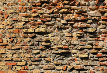 Italy Ravenna, medieval stone and brick wall