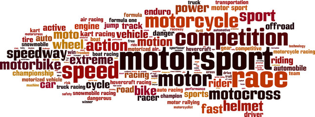 Motorsport word cloud concept. Vector illustration