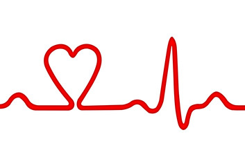 ECG (electrocardiogram) with shape of heart isolated