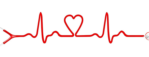 ECG (electrocardiogram) with shape of heart isolated