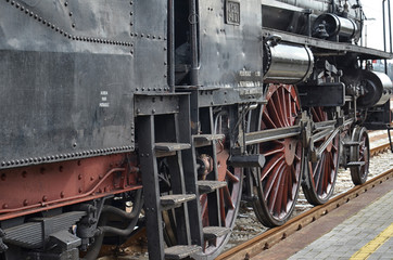 Classic steam locomotive at the station