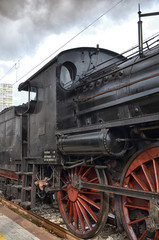 Fototapeta na wymiar Detail of old classic steam locomotive