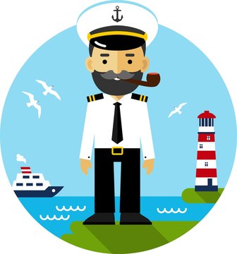 Cartoon Sea Captain Hat Stock Illustration - Download Image Now