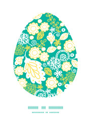 Vector emerald flowerals Easter egg sillhouette frame card