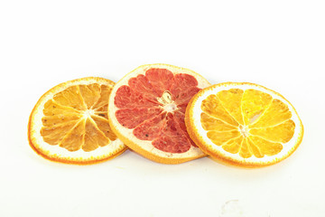Dry orange and grape fruit slices