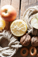 Healthy Organic food on a Wooden Background