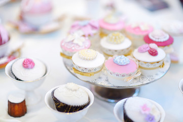 Delicious colorful wedding cupcakes