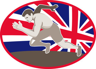 Fototapeta premium Runner Track and Field Athlete British Flag