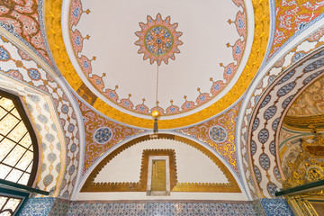 Decorated ceiling in one of the harems in the Topkapi palace
