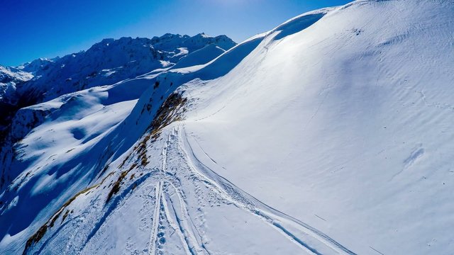 Ski area in Thyon 4 Valley, Swiss Alps - aerial view