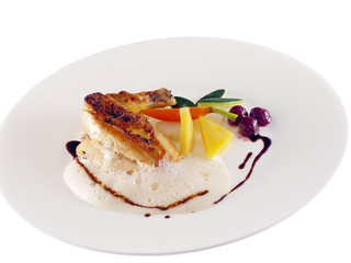 fried guinea fowl in white & dark sauce