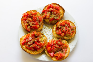Italian bruschetta with tomato and italian bread frise