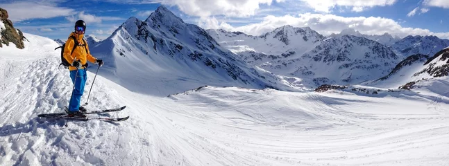 Küchenrückwand Plexiglas Wintersport Skifahrer