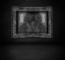 dark  wall with frame and floor interior background