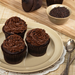 Chocolate Cupcakes. Selective focus.