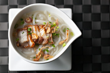 Thai Noodle Soup with Crispy Pork