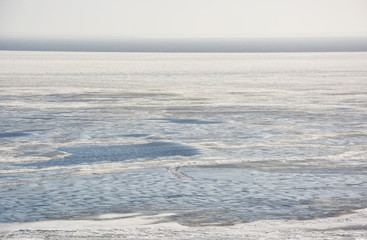 Frozen sea shore. View from the top