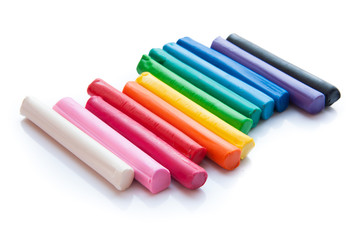 Rainbow colors plasticine play dough modeling clay isolated over