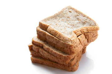 whole grain bread isolated on white background