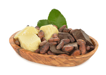 Cocoa beans, cocoa butter and cocoa mass