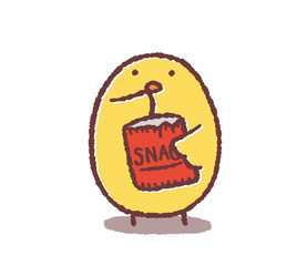 お菓子を食べるヒヨコ © TAMAGO POTATO