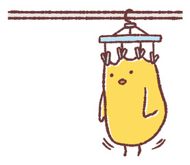 干されるヒヨコ © TAMAGO POTATO