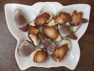 Шоколодные конфеты в виде морских ракушек