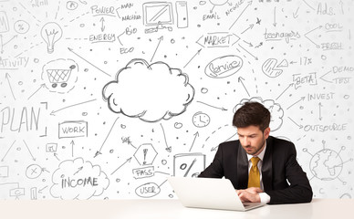 Business man with business concept background