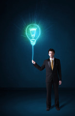 Businessman with an idea bulb