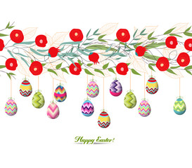 easter eggs hanging on the florals