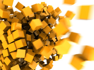 orange cubes explosion