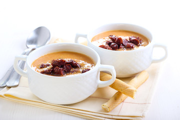 Red lentil  and chorizo soup