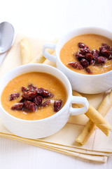 Red lentil  and chorizo soup