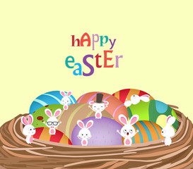easter with basket of eggs and bunny funny